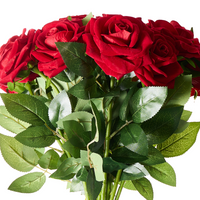 Bouquet di fiori artificiali Rose rosse Composizione decorativa artificiale 60 cm Decorazione da tavolo fatta a mano Soggiorno Sala da pranzo