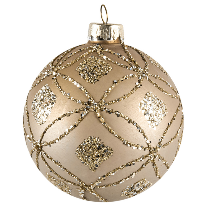 Set di 24 palline di Natale in vetro da appendere all'albero di Natale in stile tradizionale glamour color oro rosa