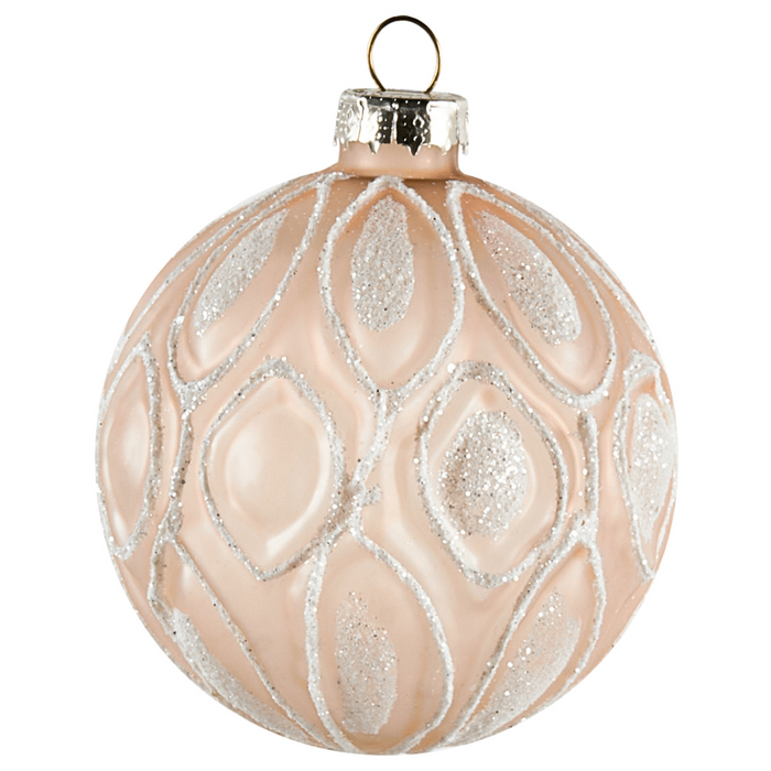 Set di 24 palline di Natale in vetro da appendere all'albero di Natale in stile tradizionale glamour color oro rosa