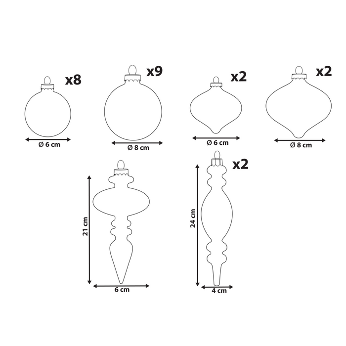 Set di 24 palline di Natale in vetro da appendere all'albero di Natale in stile tradizionale glamour color oro rosa