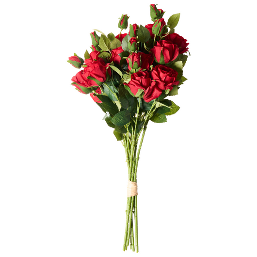 Bouquet di fiori artificiali Rose rosse Composizione decorativa artificiale 65 cm Decorazione da tavolo fatta a mano Soggiorno Sala da pranzo