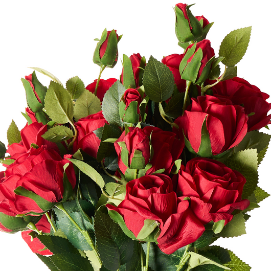 Bouquet di fiori artificiali Rose rosse Composizione decorativa artificiale 65 cm Decorazione da tavolo fatta a mano Soggiorno Sala da pranzo