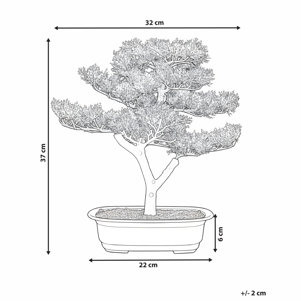 Pianta artificiale in vaso verde e nero Materiale sintetico 37 cm Bonsai Accessorio decorativo per interni