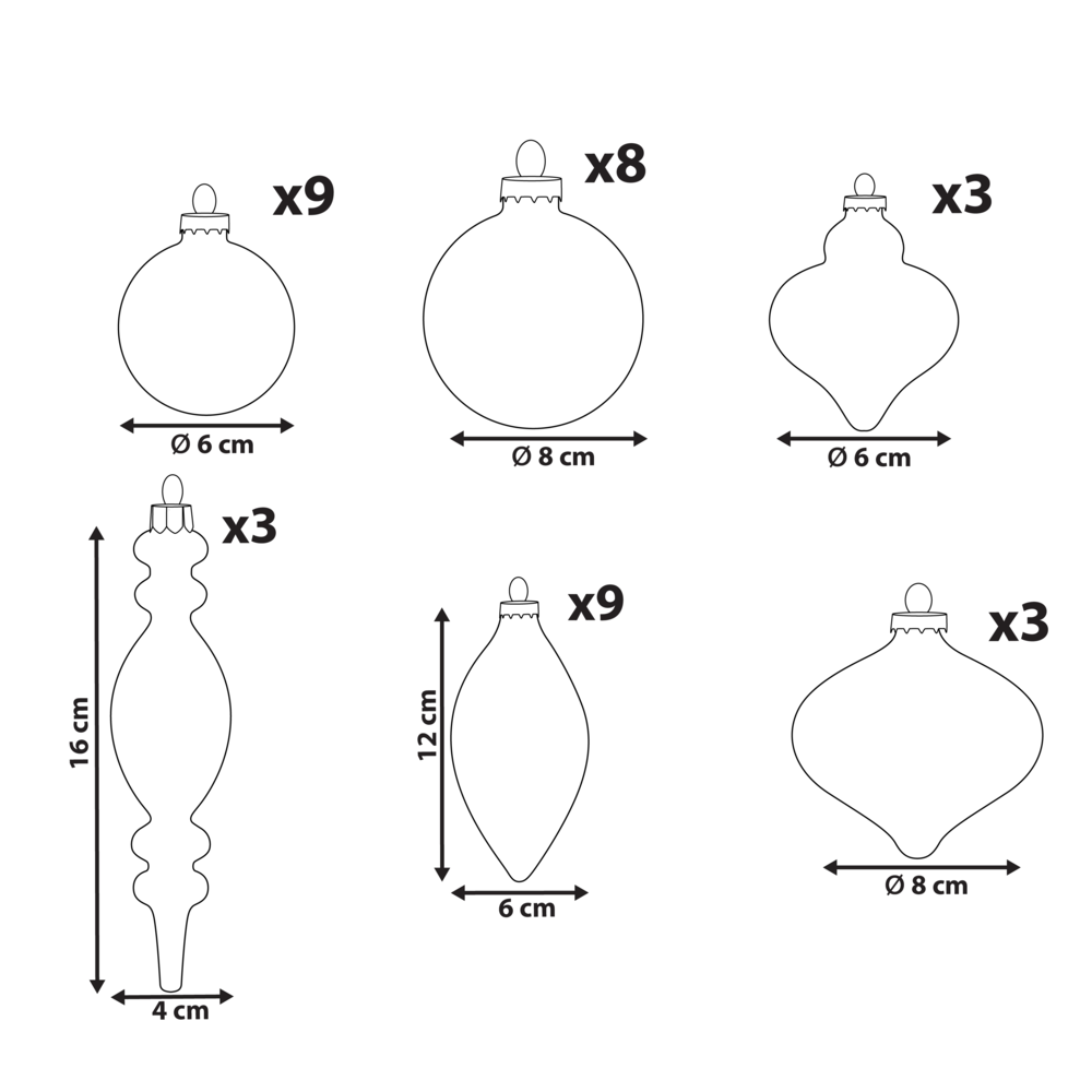 Set di 35 palline di Natale in vetro da appendere all'albero di Natale in stile tradizionale glamour blu