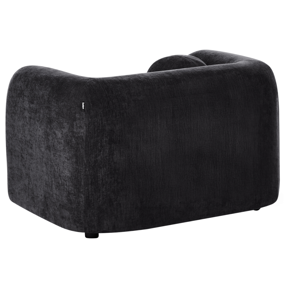 Poltrona in velluto tessuto nero con cuscino rotondo stile glamour retrò soggiorno