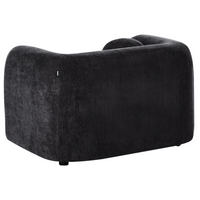 Poltrona in velluto tessuto nero con cuscino rotondo stile glamour retrò soggiorno