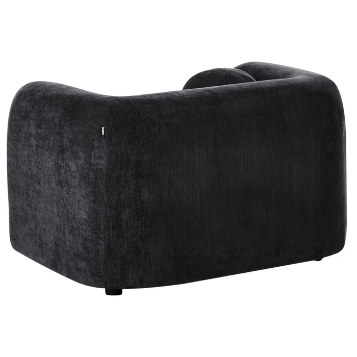 Poltrona in velluto tessuto nero con cuscino rotondo stile glamour retrò soggiorno