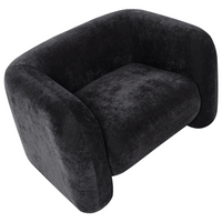 Poltrona in velluto tessuto nero con cuscino rotondo stile glamour retrò soggiorno