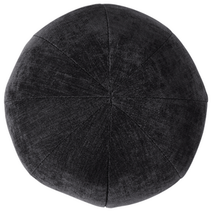 Poltrona in velluto tessuto nero con cuscino rotondo stile glamour retrò soggiorno