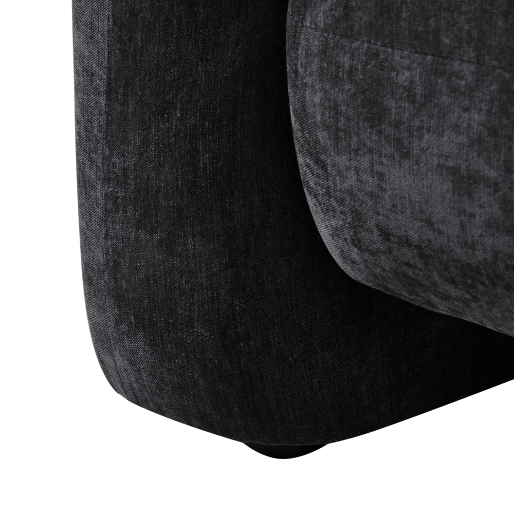 Poltrona in velluto tessuto nero con cuscino rotondo stile glamour retrò soggiorno