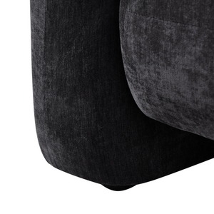 Poltrona in velluto tessuto nero con cuscino rotondo stile glamour retrò soggiorno