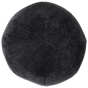 Divano a 3 posti in velluto nero con cuscini aggiuntivi stile elegante