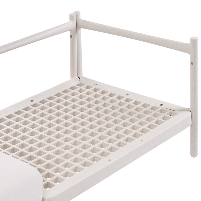 Divano da giardino a 3 posti beige Struttura sintetica per esterni con cuscini Stile moderno