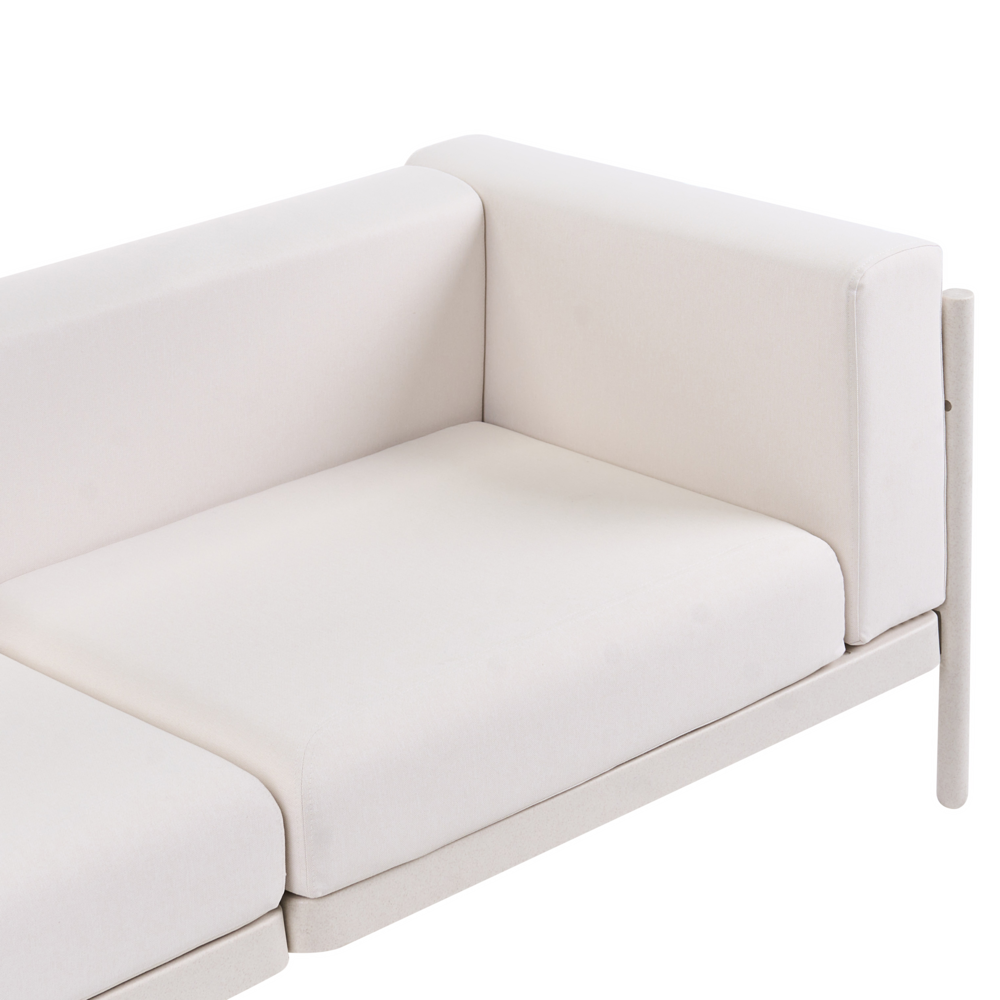 Divano da giardino a 4 posti Beige Struttura sintetica per esterni con cuscini Stile moderno