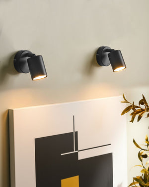 Set di 2 lampade da parete in metallo nero con paralume spot in stile industriale