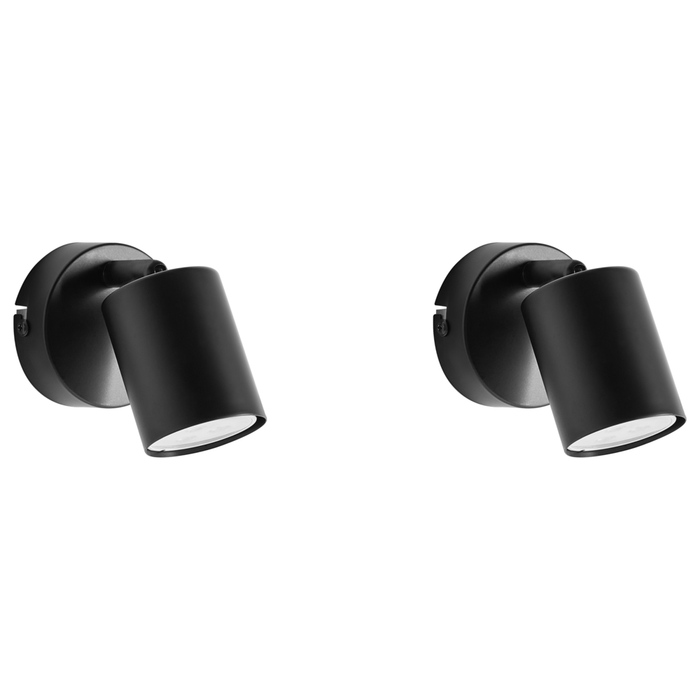 Set di 2 lampade da parete in metallo nero con paralume spot in stile industriale