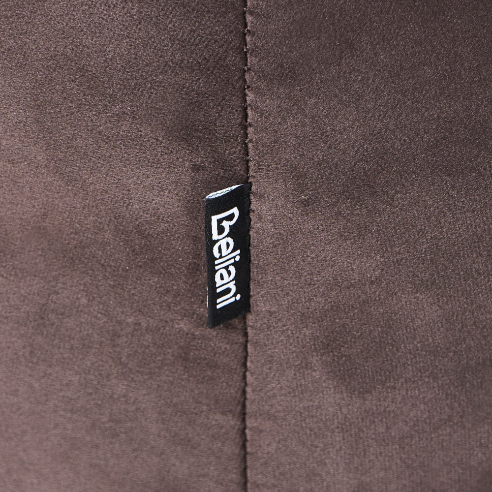 Divano a 3 posti in velluto marrone scuro con cuscini aggiuntivi stile elegante