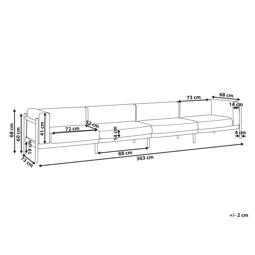 Divano da giardino a 4 posti Beige Struttura sintetica per esterni con cuscini Stile moderno