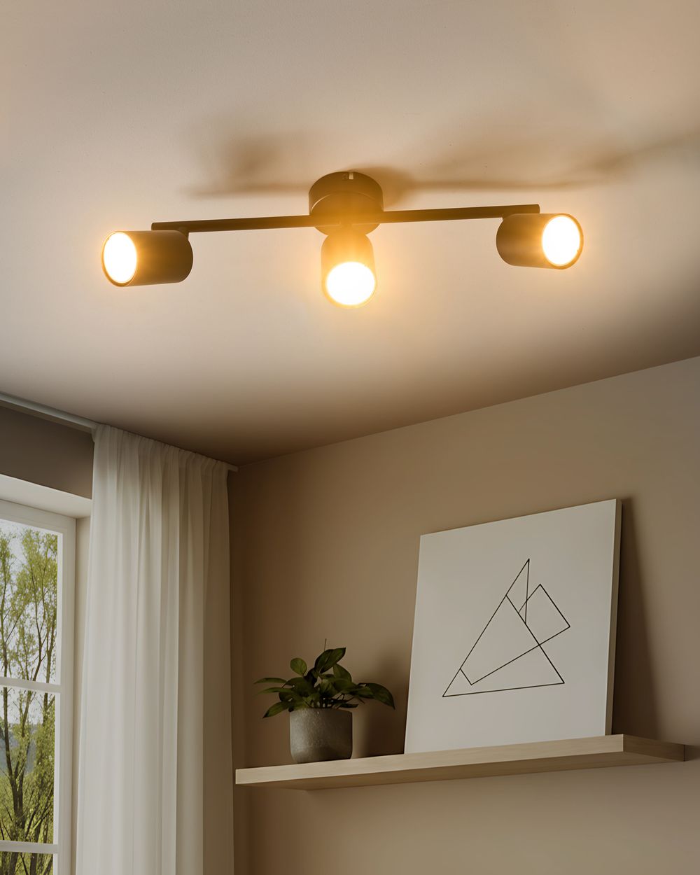 Paralume in metallo nero per faretto a 3 luci in stile industriale