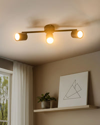 Paralume in metallo nero per faretto a 3 luci in stile industriale