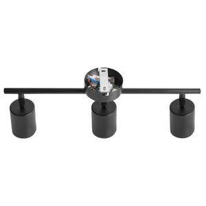 Paralume in metallo nero per faretto a 3 luci in stile industriale