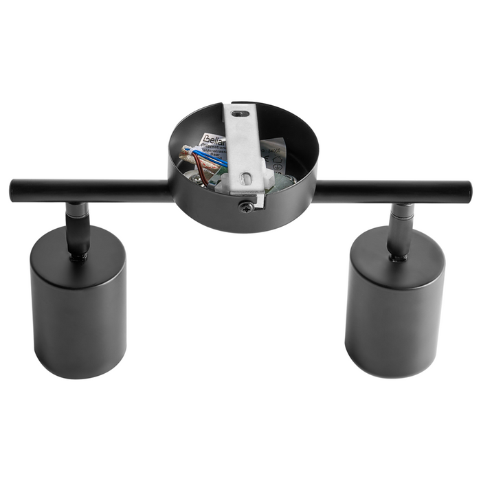 Paralume in metallo nero per faretto a 2 luci in stile industriale