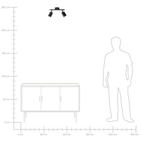 Paralume in metallo nero per faretto a 2 luci in stile industriale