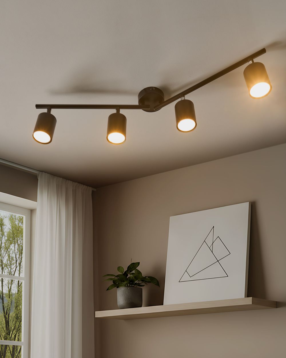 Paralume in metallo nero per faretto a 4 luci in stile industriale