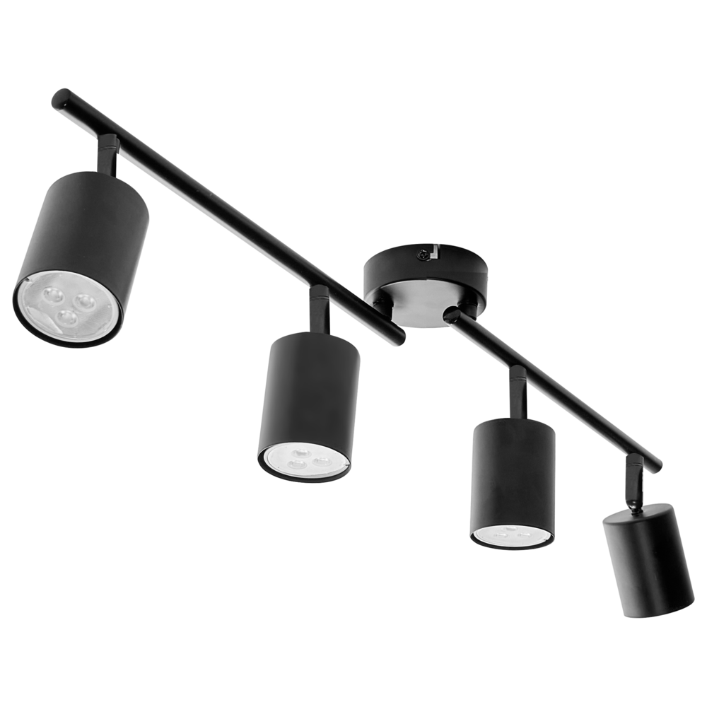 Paralume in metallo nero per faretto a 4 luci in stile industriale