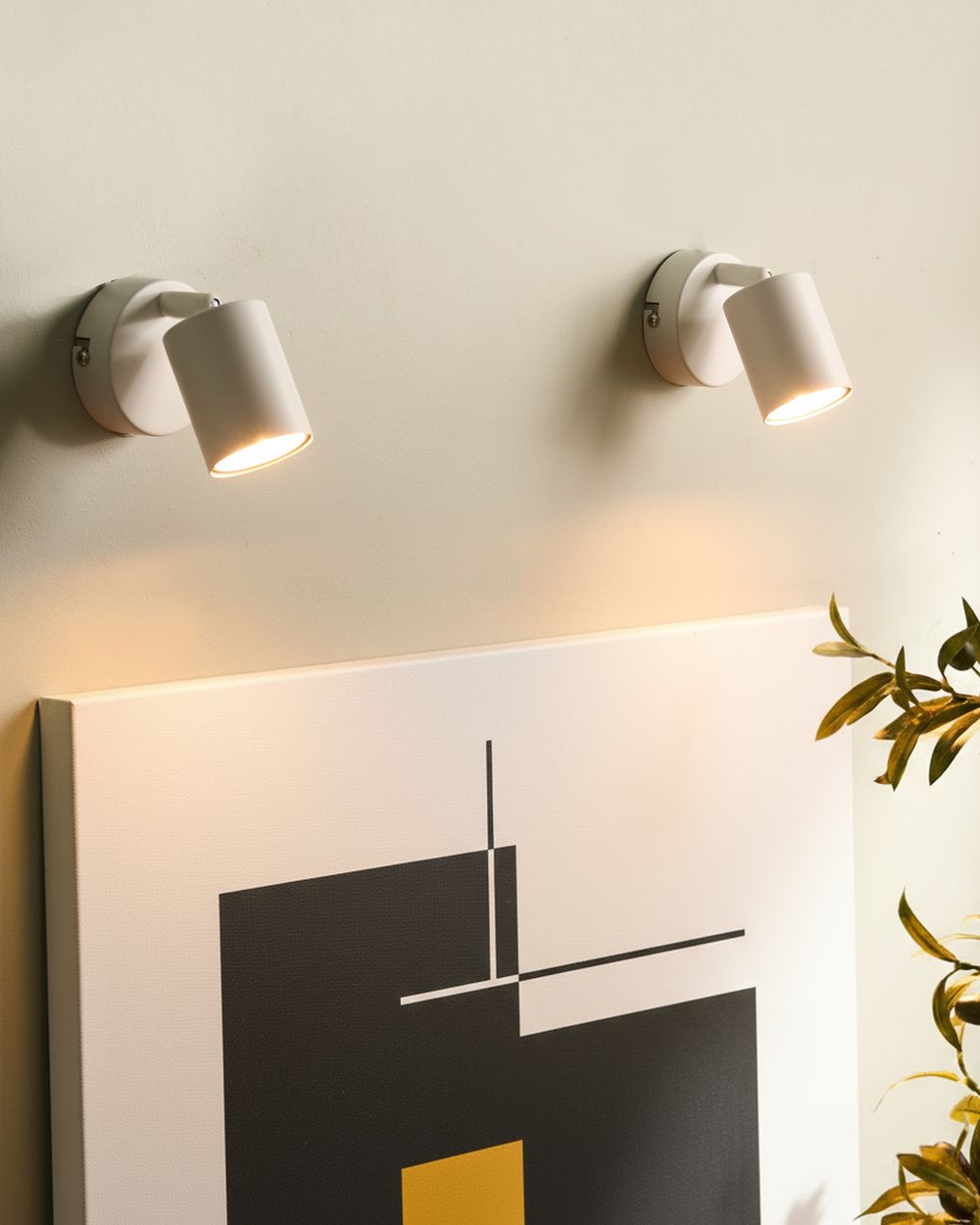 Set di 2 lampade da parete in metallo bianco con paralume spot in stile industriale