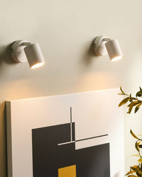 Set di 2 lampade da parete in metallo bianco con paralume spot in stile industriale