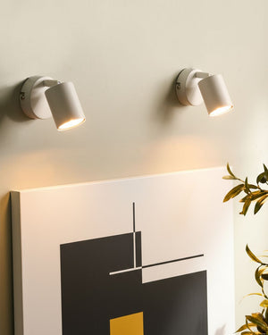 Set di 2 lampade da parete in metallo bianco con paralume spot in stile industriale