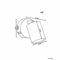 Set di 2 lampade da parete in metallo bianco con paralume spot in stile industriale