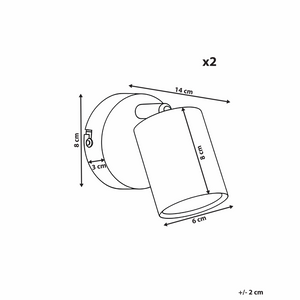 Set di 2 lampade da parete in metallo bianco con paralume spot in stile industriale