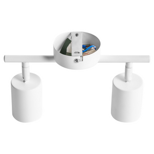 Paralume in metallo bianco per faretto a 2 luci in stile industriale