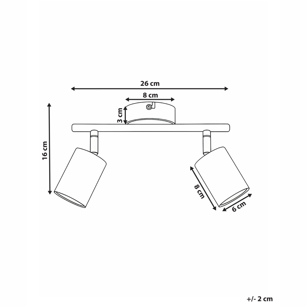 Paralume in metallo bianco per faretto a 2 luci in stile industriale