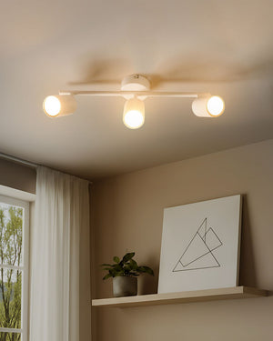 Paralume in metallo bianco per faretto a 3 luci in stile industriale