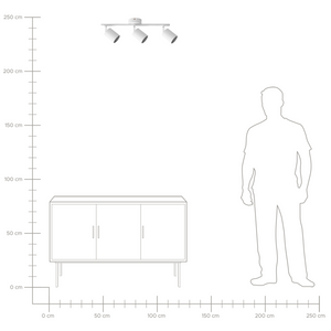 Paralume in metallo bianco per faretto a 3 luci in stile industriale