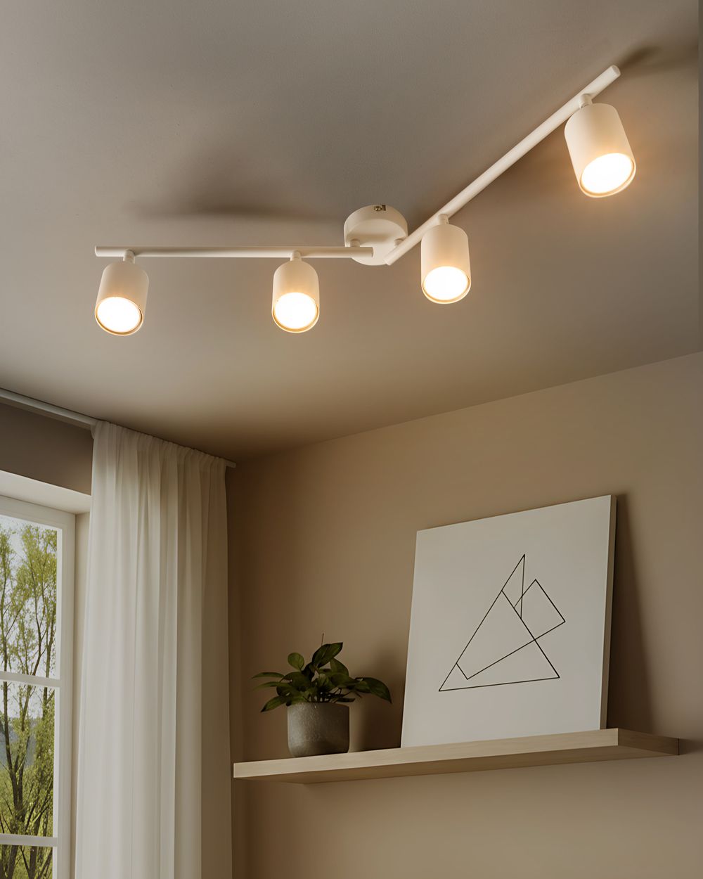 Paralume in metallo bianco per faretto a 4 luci in stile industriale