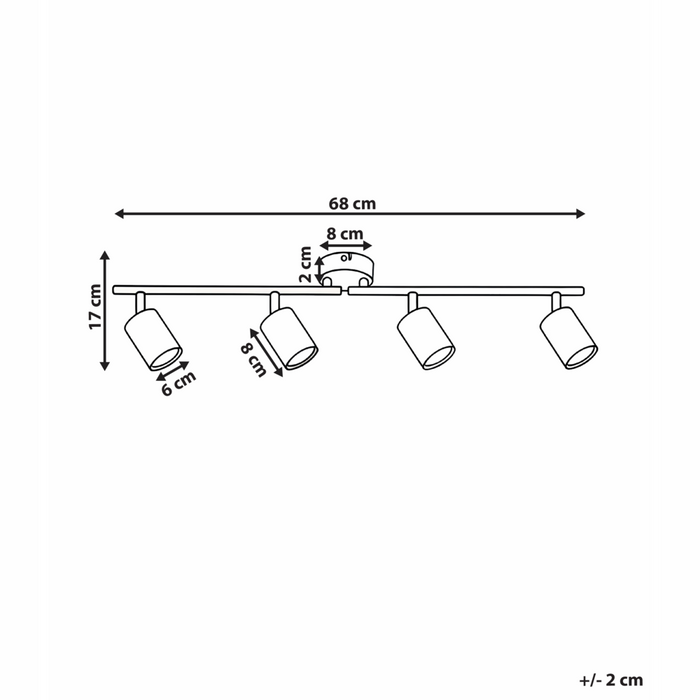 Paralume in metallo bianco per faretto a 4 luci in stile industriale
