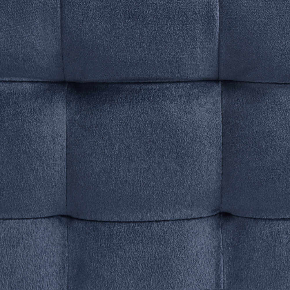 Pouf Cassapanca Imbottito in Velluto Blu Scuro Stile Chesterfield