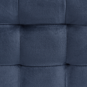 Pouf Cassapanca Imbottito in Velluto Blu Scuro Stile Chesterfield