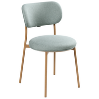 Set di 2 sedie da pranzo con seduta in poliestere verde menta e gambe in metallo senza braccioli per sala da pranzo e cucina