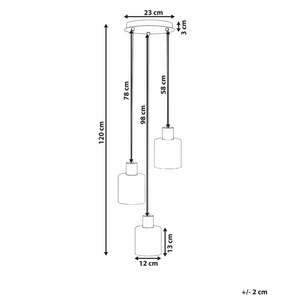 Lampada a sospensione a 3 luci con paralume in vetro e base in metallo nero e beige stile moderno