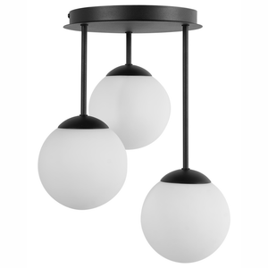 Lampadario a 3 luci con paralume in metallo nero stile moderno
