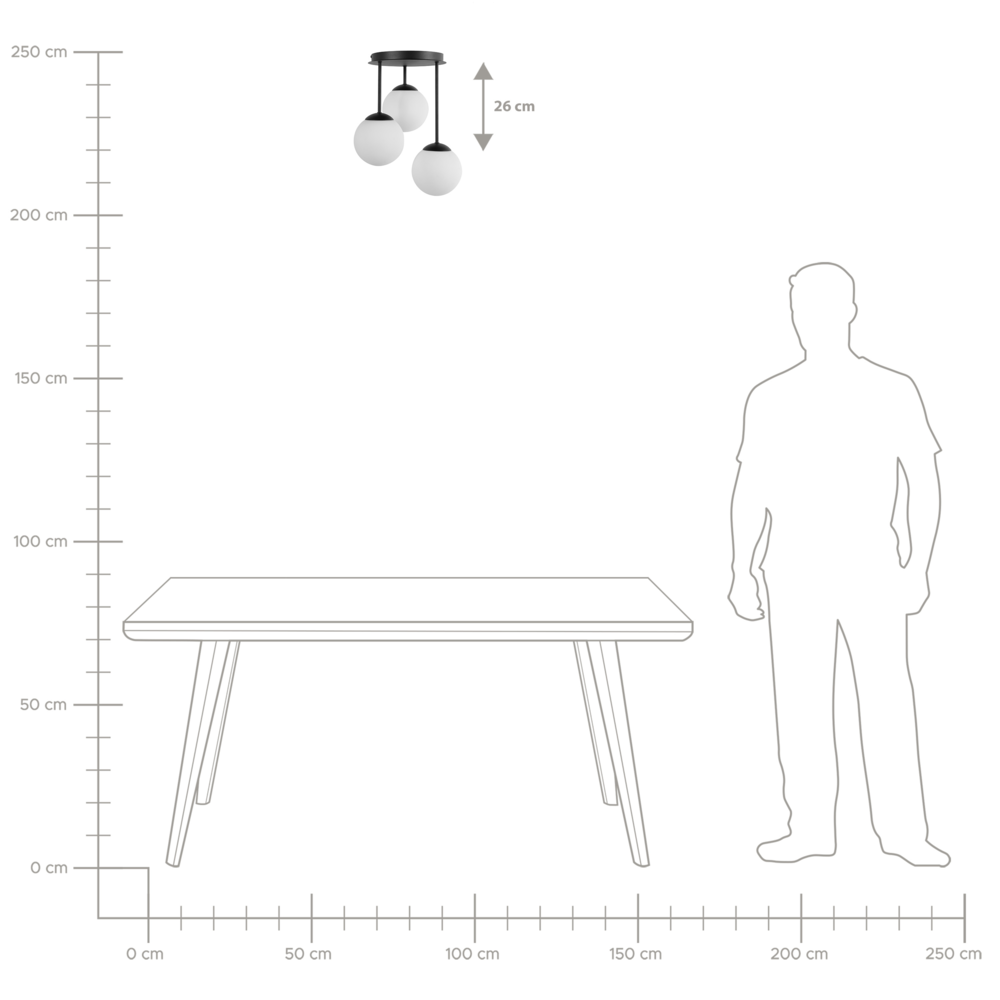 Lampadario a 3 luci con paralume in metallo nero stile moderno