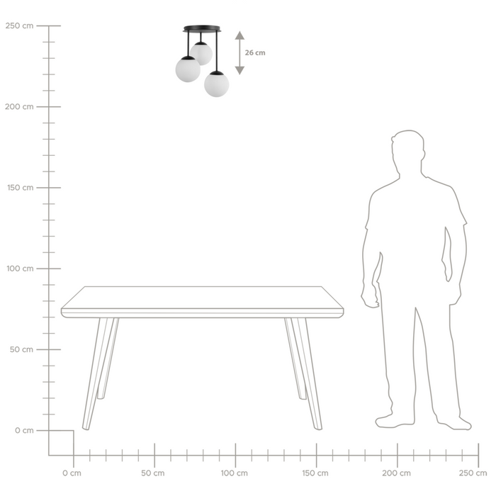 Lampadario a 3 luci con paralume in metallo nero stile moderno
