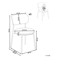 Set di 2 sedie da pranzo con seduta in poliestere verde menta e gambe in metallo senza braccioli per sala da pranzo e cucina