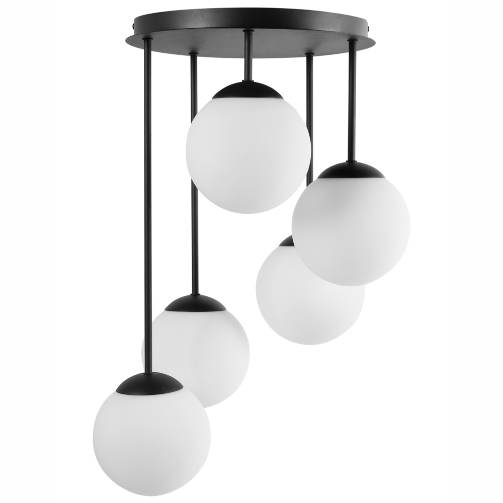 Lampadario a 5 luci con paralume in metallo nero stile moderno