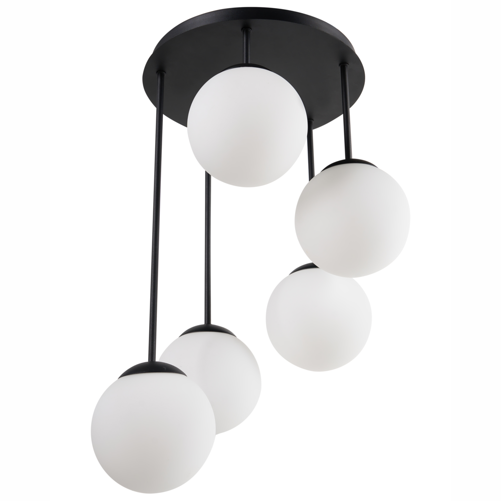 Lampadario a 5 luci con paralume in metallo nero stile moderno